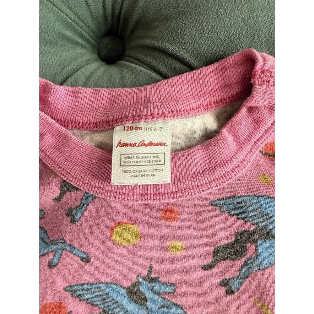 Hanna Andersson Toddler Girls 120 Size 6-7 Unicorn Pajama Top